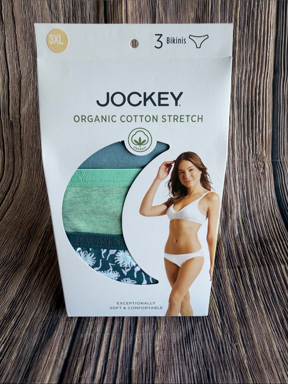 Jockey Organic Cotton Stretch Bikini Panties 3-Pack Women’s 3XL NWT